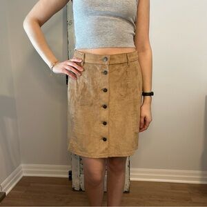 🇨🇦 Yoga Jeans button up mini skirt faux suede size 28 brown